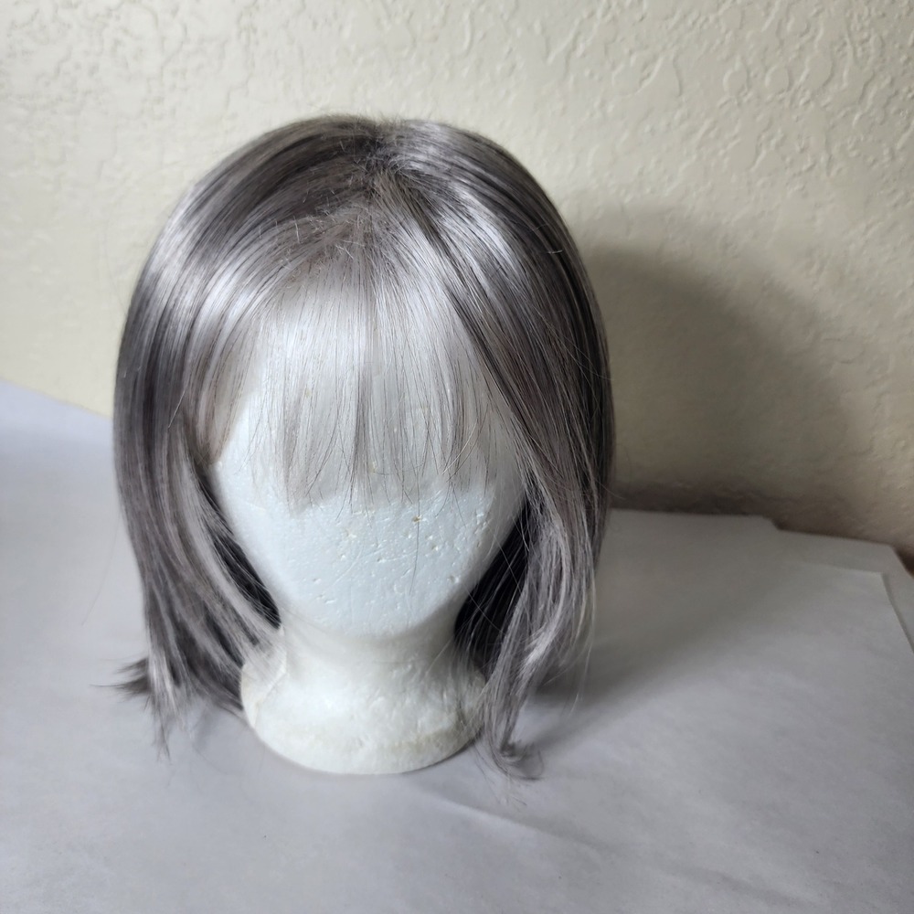 Noriko by Aderans Alva Wig Silver Stone Grey Synthetic Bob with Bangs 1715N
